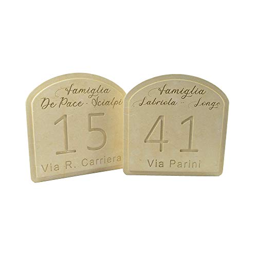 Targa Civica Personalizzata In Pietra Leccese | 20x16 Cm Con Numero E Nome Via - Foto 5
