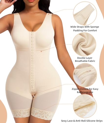 Image of SHAPERX Women's Fajas Colombianas Tummy Control Shapewear Postpartum Full Body Shaper Butt Lifter Bodysuit