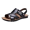 YIzdegg Sandals Men's Comfortable Outdoor Sandals Soft Leather Summer Shoes Non-Slip Sandals Open Toe Slippers Arch Support Slippers Casual Shoes Slingback Hiking Sandals Sports Sandals, black, 8.5 UK #1