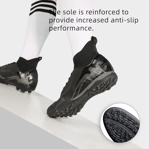 Image of Soccer Cleats for Mens Womens High Tops Lace Up Unisex Football Shoes Indoor Turf Soccer Shoes AG FG TF for Beginners to Advanced Players