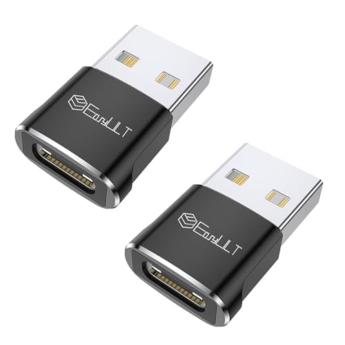 EasyULT Adaptador USB a USB C (2 Pack), USB Tipo C Hembra a USB A Macho, para Carga Rápida y Sincronización de Datos, Compatible con iPhone 16/15/14 Plus Pro MAX MacBook iPad Galaxy