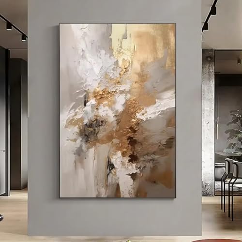 Grand tableau abstrait sur toile pour habiller un grand mur blanc de salon