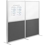 VIVO Modular Wall System, 2 PET and Whiteboard Panels, Professional Office Cubicle Dividers, Freestanding Privacy-Screen, 66 inches High, White and Dark Gray, PP-MWS63WB