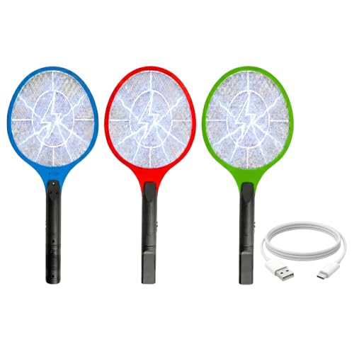 49cm Electric Mosquito Swatter - Fly Zapper Racket - Fly Killer Racket - Bug Zapper USB Rechargeable - Insect Killer Catcher for Idoor/Outdoor Home Camping Pest