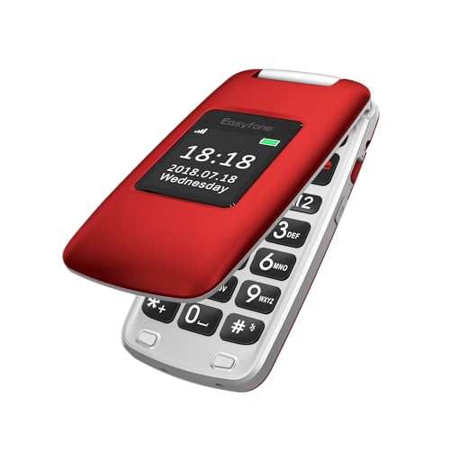 Easyfone Prime-A1 Unlocked Flip Cell Phone (Red (Prime-A1)
