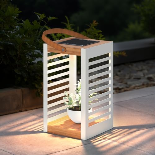 Solar Yard Solar Yard Modern Solar Outdoor Floor Lamp, Waterproof Metal Patio Light with Warm Ambient Glow, Cordless Standing Lantern for Backyard, Porch & Poolside Decor, Small White