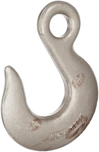 Indusco 47400346 Grade 40 Drop Forged Carbon Steel Eye Slip Hook, Self-Colored, 5/8" Trade, 9250 lbs Working Load Limit