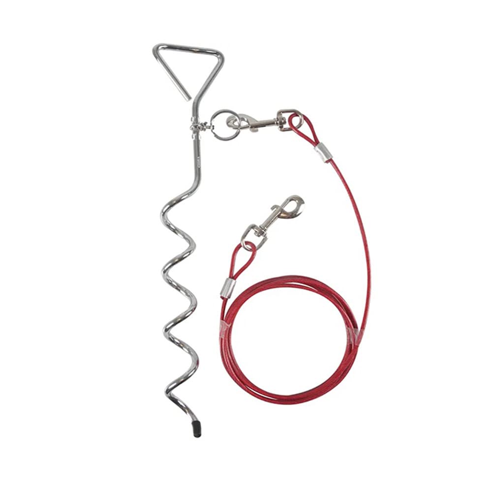 Vetrineinrete® Picchetto a Spirale con Cavo guinzaglio palo con Corda per Cani 4 mt da Giardino M63