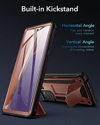 Youmaker Designed For Samsung Galaxy Note 20 Case With Built-In Screen Protector & Kickstand Full Body Heavy Duty Shockproof Rugged Protective Cover For Galaxy Note 20 5G 6.7 Inch - Bronze #TOP2