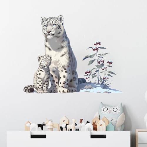 Vinilo Decorativo Leopardo de Nieve Blanca 60x44 cm miniatura 1