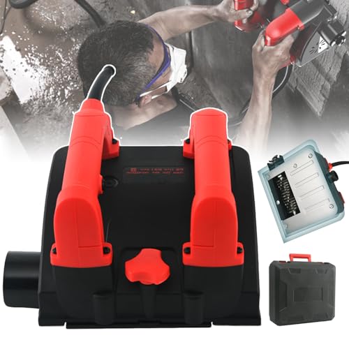 QIeCny Grattoir Mural Électrique pour Béton (1 600 W), Pelle Murale Électrique Grise, Profondeur Réglable (0 À 4 Mm) + 26 Lames, sans Angle Mort/Double Poignée (économie D'efforts),1600w