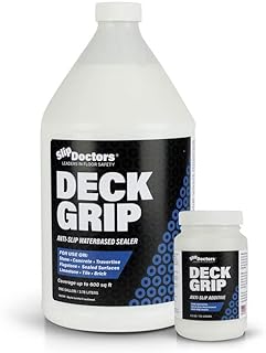 Deck Grip Non-Slip Sealer Clear Barefoot-Friendly Anti-Slip Coating - Create Traction for Outdoor or Indoor Floors and Pool Decks (Gallon)