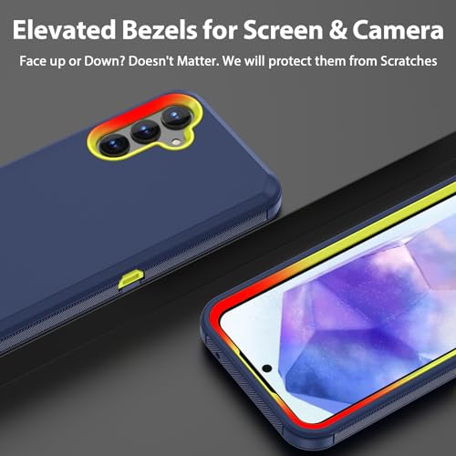 Jiunai for Samsung Galaxy A55 5G Case, Galaxy A55 Case Shockproof Heavy Duty Dual Layer Protective Tough Dust Proof Rugged Cover Cell Phone Case for Samsung Galaxy A55 5G 6.6’’ Display 2024, Blue