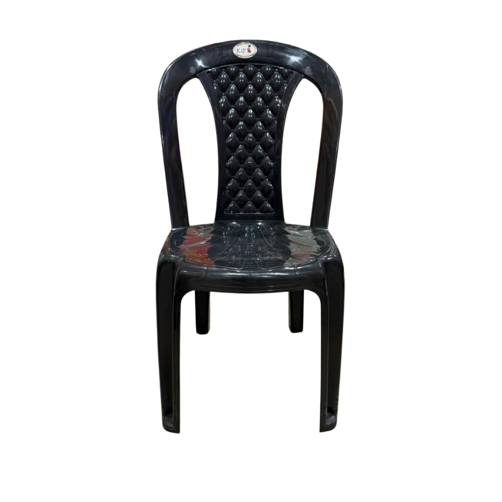 heavy duty plastic chair | durable arm-free chair with strong back support | stackable indoor & outdoor chair for home, office, garden, balcony & dining | black | 1 piece