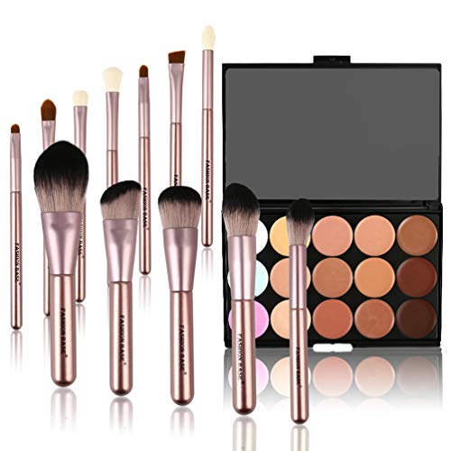 Juego de 10 brochas de maquillaje profesional Fashion Base® para base de maquillaje