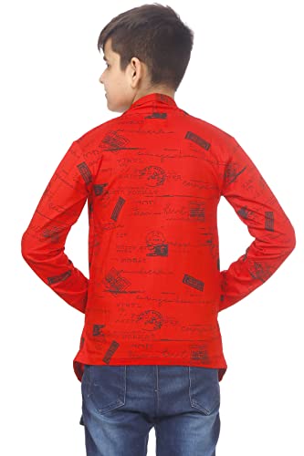 Image of Boys Full Sleeve Cotton Black Printed T-Shirt with Attached Yellow Jacket Shrug Look Smart and Comfortable for Any Casual and Festive Purpose