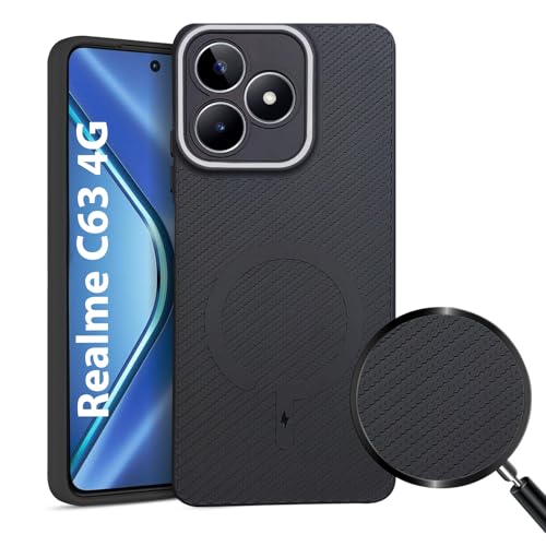 Image of LIRAMARK Rugged Carbon Fibre TPU Armor Silicone Back Cover Case for Realme C63 4G