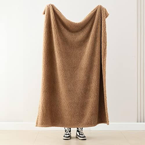 Ultra Soft Cozy Sherpa Throw Blanket, Brown Pattern Reversible, Light Weight Warm Decorative Boho Style Throw Blanket Cover for Sofa, Couch, Bedroom,Travel, 50”x60”