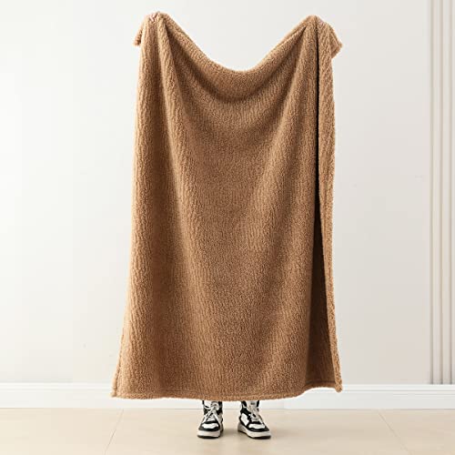 Ultra Soft Cozy Sherpa Throw Blanket, Brown Pattern Reversible, Light Weight Warm Decorative Boho Style Throw Blanket Cover for Sofa, Couch, Bedroom,Travel, 50”x60”
