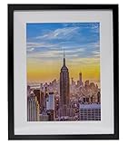Frame Amo 16x20 Black Picture Frame with 11.5x15.5 White Mat Opening for 12x16 Image, 1 Inch Border,...