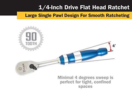Titan 12160 1/4-Inch Drive x 6-Inch 90-Tooth Flat Head Ratchet by Titan - Image 3