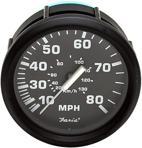Faria Boat Speedometer Gauge SE9460J | Euro Black Series 3 1/4 Inch