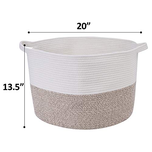 Sailary Cotton Rope Woven Basket Xx Large Size 20"X20"X13.5"- For Home Decoration, Baby Nursery Bins & Boxes Storage, Laundry And Organization Basket #TOP1