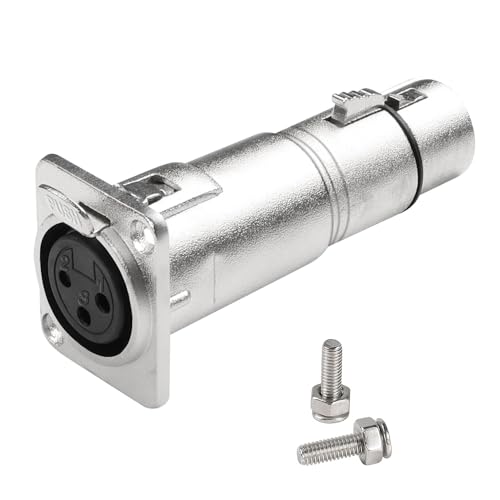 QIANRENON 3Pin XLR Female to Female Panel Mount Microphone Adapter, XLR Jack to Jack Fixed Mount Balanced Audio Connector