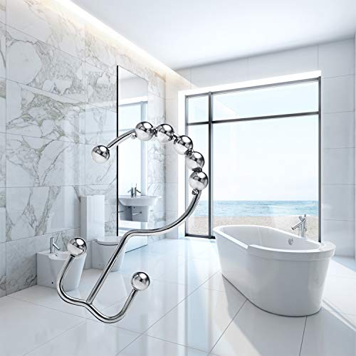 image for CHRYZTAL Stainless Steel Shower Curtain Hooks Rings, Double Glide Show