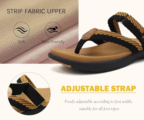 Image of COFACE Womens Trendy Orthotic Flip Flops Lightweight Yoga Mat Thick Cushion Walking Thong Sandals Adjustable Slip On Slippers With Comfortable Plantar Fasciitis Arch Support