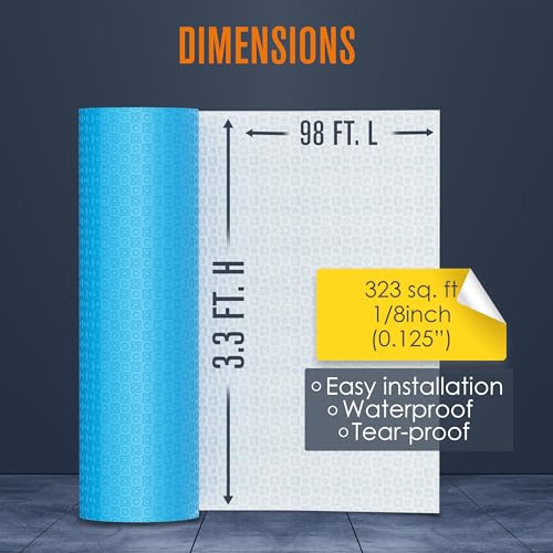 Image of Uncoupling Membrane, Tile Underlayment, Floor, 3.3 ft x 98.5 ft / 323 Sq Ft