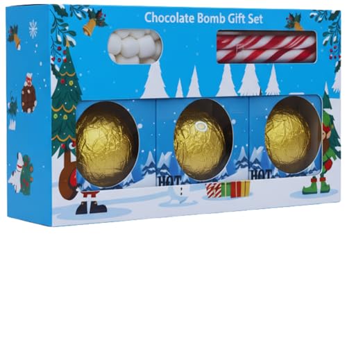 Hot chocolate bombs with marshmallow X 3 and 3X peppermint christmas candy cane sweets - Yummy hot chocolate station gift set - Xmas eve box fillers for kids Adults