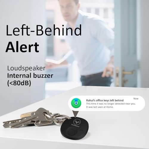 Image of AeroTag for iOS |Find My Network with Inbuilt Alert System | Anti-Theft /Anti-Lost Modes | No SIM Bluetooth Device |Tracking Device Keys, Wallet, Bag | 1 Year Battery Life-Black