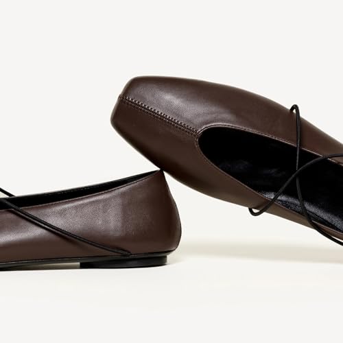 Women's Square Toe Ballet Flats Criss-Cross Straps Comfortable Slip On Mary Jane Flat Shoes for Office Work Casual3