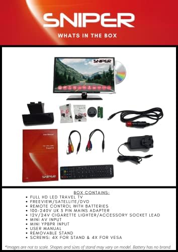 Living Leisure Sniper 19 inch HD LED Travel TV, DVD, Satellite S2 & Freeview T2, EasyFind 12V, 24V & Mains + Bluetooth 5.1 Audio