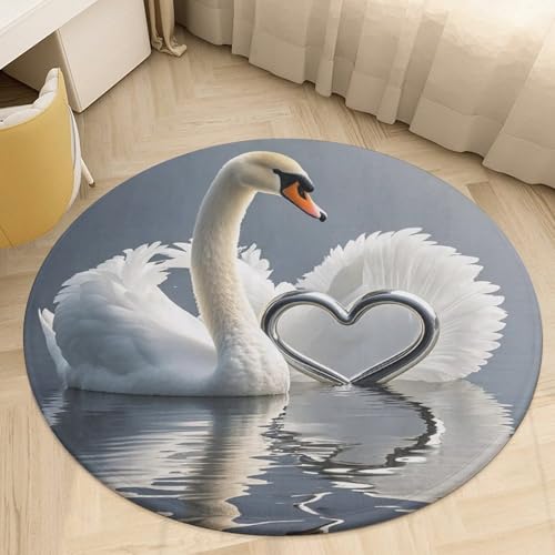 Tapis rond lavable en machine salon velours corail 90cm