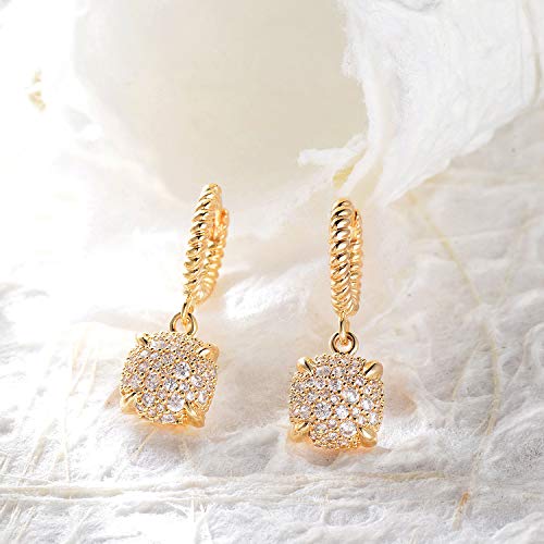 Myears Women Square Earrings Gold Huggie Hoop Twisted Cluster Diamond Cubic Zirconia Dangle Drop 14K Gold Filled Small Boho Beach Simple Delicate Handmade Hypoallergenic Geometric Jewelry Gift #TOP4
