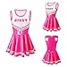 Littleforbig Women Sleeveless Overall Cheer Sissy Faux Leather Bodycon Mini Dress Skirt Hot Pink M