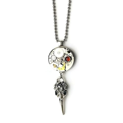 Steampunk silver color Pendant, Vintage Watch Mechanics, Victorian, Ball chain,