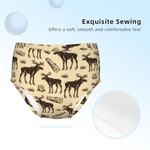 Vintage Moose And Wood Logs Girls' Underwear Soft Cotton Little Girls Panties Comfort Briefs3