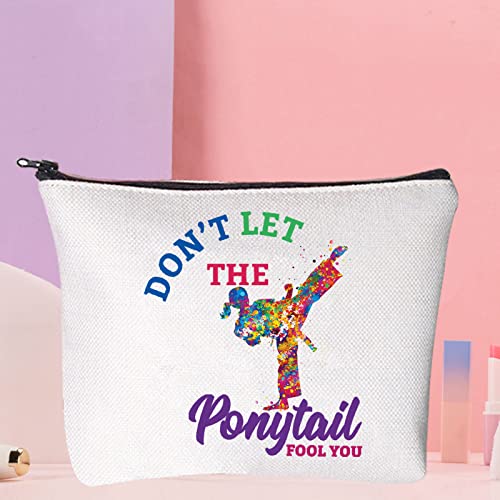 WZMPA Karate Girl Cosmetic Makeup Bag Karate Lovers Gift Dont Let The Ponytail Fool You Martial Arts Zipper Pouch For Women Girls (Ponytail Fool You) - Image 4