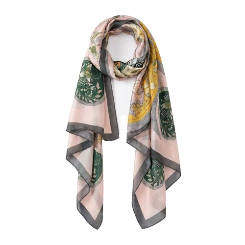 Image of Trillion London Spring Collection | Designer Silk Scarf For Women UK | Lightweight Neck Scarves | Shawl Wraps | Suitable for Daily Life | Smooth & Soft Finish | Gift for Women | Size-180cm x 90cm
