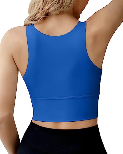 Image of Ama Larsi High Neck Longline Sports Bra for Women | Padded, Medium Impact, Wirefree, Workout Crop Tank Tops, Yoga Gym