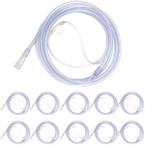 10 Pack Nasal Oxygen Cannula, Each 6.56 ft (2 Meter), White Oxygen Tube Cover