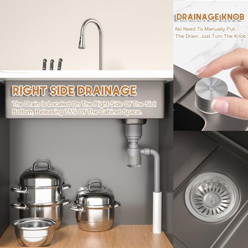 Fregadero de Cocina Negro Premium de 75 cm con Pantalla Digital 7