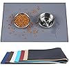 VIVAGLORY Hundefuttermatte, Katzenhund-Fütterungsmatte, Anti-Messy wasserdichte Futterfutter-Nahrungsnahrungs-Pet Schüssel Silikonmatten-Placemat mit erhöhter Kante, Grau, Groß (60x40cm)