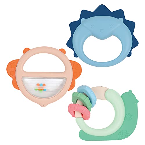 LUDI - Trio de Hochets pour Bébé - Jouets d’Éveil Sensoriel et de Dentition - Légers, Colorés et Faciles à Saisir - Développent la Motricité, la Vue...