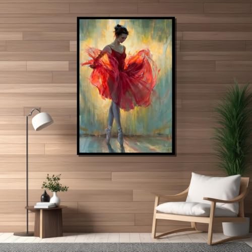 Tableau sur toile ballerine rouge 40x60cm pour salon