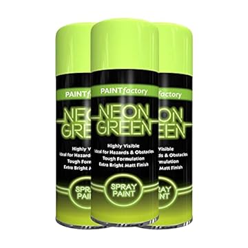 Classic Signature - 3 x Neon Green Spray Paint 400ml Aerosol Spray Paint Fluorescent Bright Graffiti (Banksey) Matt Finish