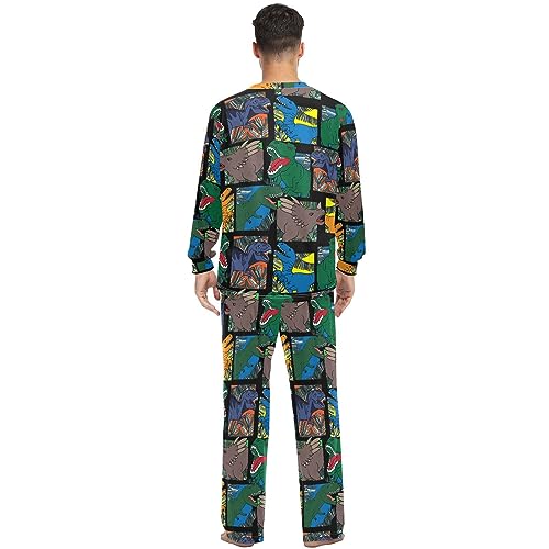 Unisex Pajama Set Cartoon Dinosaur Family Matching Long Sleeve 2 Piece Sleep Lounge Set for Men & Women4